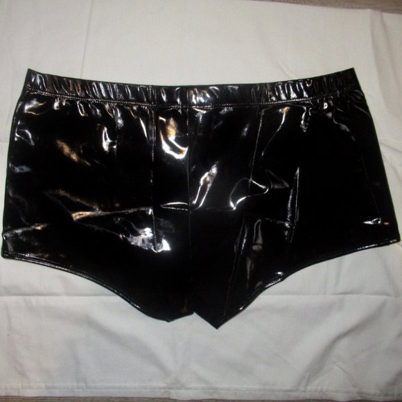 NWT Patrice Catanzaro Black Vinyl South Beach Boxer Shorts Size M - Picture 2 of 8